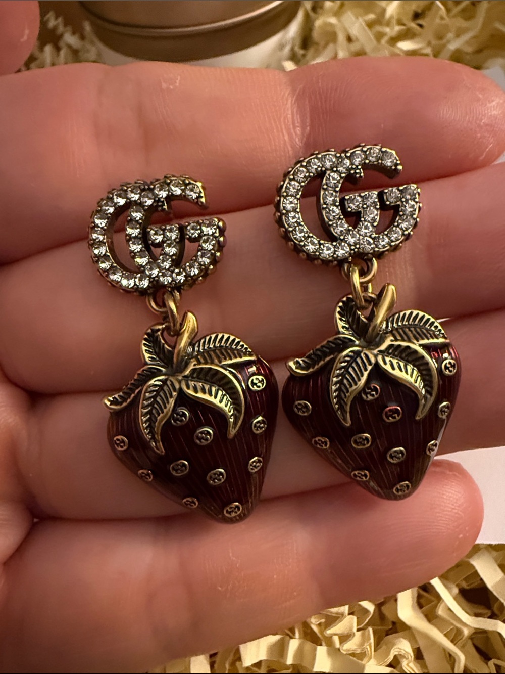 Fashion Jewelry Red Strawberry  Crystal Drop Earrings